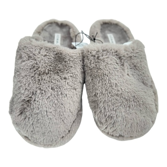 Soma Plush Taupe Faux Fur Cozy Mule Slide House Slippers Size Large NWT in - Picture 5 of 8